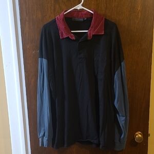 Black and Red Long Sleeve Polo Shirt